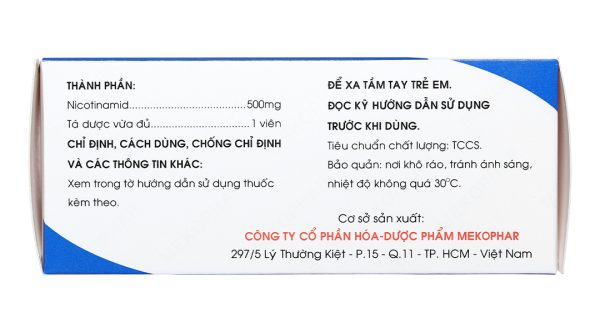 Vitamin PP Mekophar 500mg trị thiếu nicotinamide (10 vỉ x 10 viên)