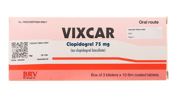 Vixcar 75mg phòng ngừa các biến cố huyết khối do xơ vữa (3 vỉ x 10 viên)