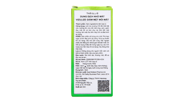 Dung dịch nhỏ mắt Vizulize Tired giúp làm dịu và phục hồi mắt mệt mỏi chai 15ml