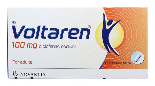 Viên đặt trực tràng Voltaren 100mg giảm đau, kháng viêm (1 vỉ x 5 viên)