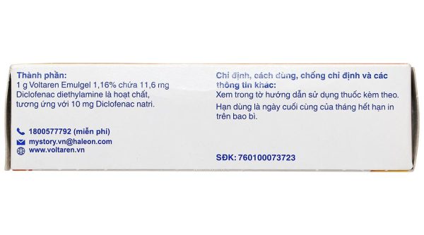 Gel bôi Voltaren Emulgel 1% giảm đau, kháng viêm xương khớp tuýp 20g