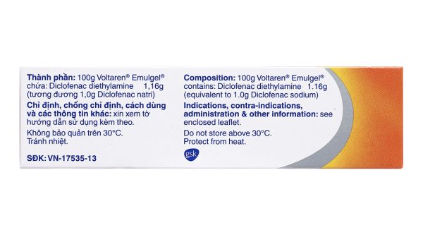 Gel bôi Voltaren Emulgel 1% giảm đau, kháng viêm xương khớp tuýp 20g