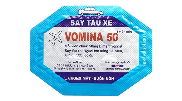 Vomina 50 trị chóng mặt, buồn nôn (25 vỉ x 4 viên)