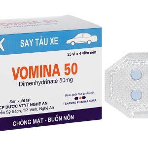Vomina 50 trị chóng mặt, buồn nôn (25 vỉ x 4 viên)