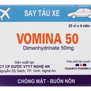 Vomina 50 trị chóng mặt, buồn nôn (25 vỉ x 4 viên)