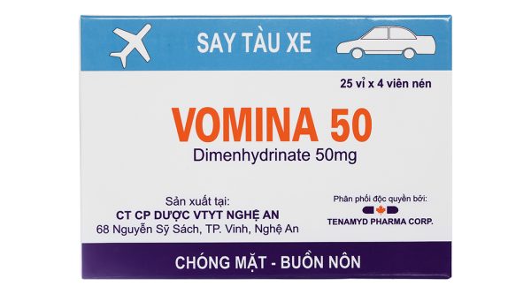 Vomina 50 trị chóng mặt, buồn nôn (25 vỉ x 4 viên)