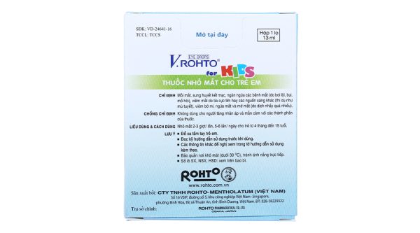 Dung dịch nhỏ mắt V.Rohto For Kids giảm mỏi mắt, sung huyết kết mạc lọ 13ml