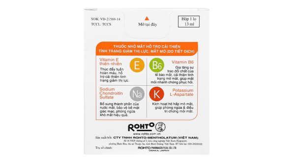 Dung dịch nhỏ mắt V.Rohto Vitamin cải thiện tình trạng giảm thị lực lọ 13ml