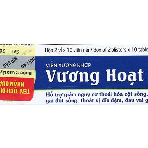 Viên xương khớp Vương Hoạt giảm nguy cơ thoái hóa cột sống, đau vai gáy hộp 20 viên