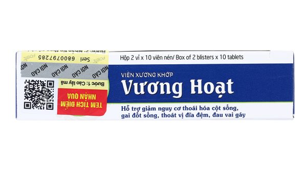 Viên xương khớp Vương Hoạt giảm nguy cơ thoái hóa cột sống, đau vai gáy hộp 20 viên