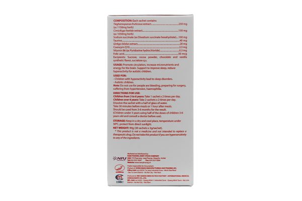 Cốm Vương Não Khang dưỡng não, hỗ trợ giấc ngủ và giảm tăng động cho trẻ hộp 30 gói x 3g