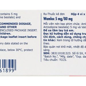 Wamlox 5mg/80mg trị tăng huyết áp vô căn (4 vỉ x 7 viên)