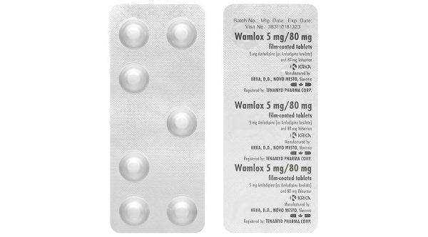 Wamlox 5mg/80mg trị tăng huyết áp vô căn (4 vỉ x 7 viên)