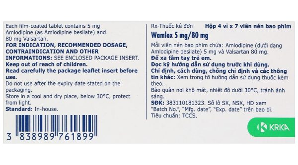 Wamlox 5mg/80mg trị tăng huyết áp vô căn (4 vỉ x 7 viên)