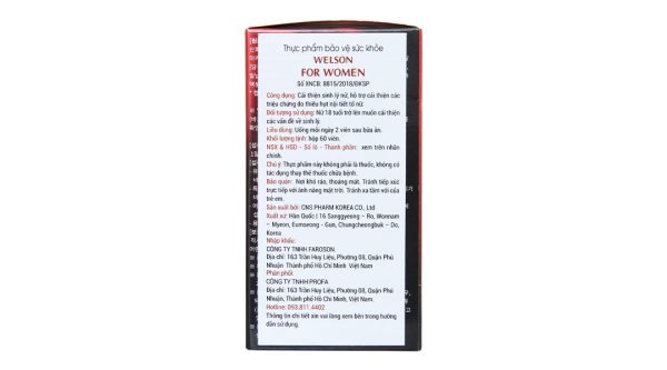 Welson For Women giúp cải thiện sinh lý nữ hộp 60 viên