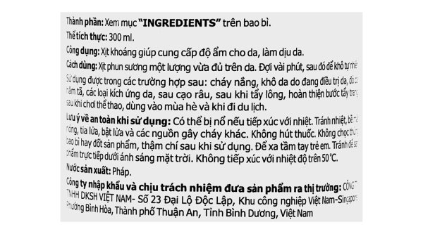 Xịt khoáng Avène cấp nước, làm dịu da, giảm kích ứng chai 300ml