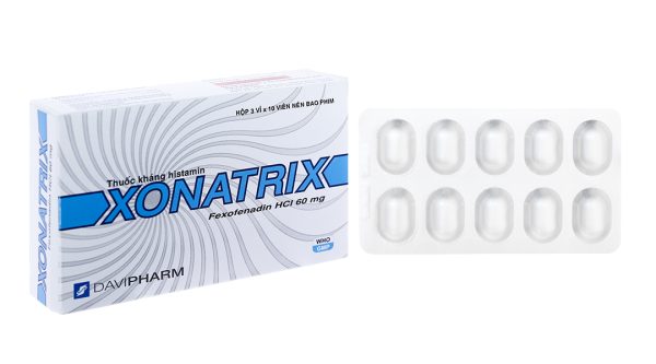 Xonatrix 60mg trị triệu chứng viêm mũi dị ứng, mày đay (3 vỉ x 10 viên)