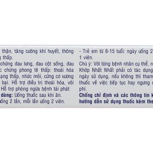 Xương Khớp Nhất Nhất trị đau lưng, đau thần kinh tọa, thoái hóa khớp (2 vỉ x 10 viên)