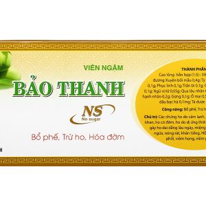 Viên ngậm Bảo Thanh không đường trị ho, bổ phế (20 vỉ x 5 viên)