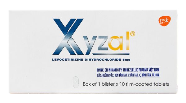 Xyzal 5mg trị viêm mũi dị ứng, mề đay (1 vỉ x 10 viên)