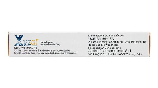 Xyzal 5mg trị viêm mũi dị ứng, mề đay (1 vỉ x 10 viên)