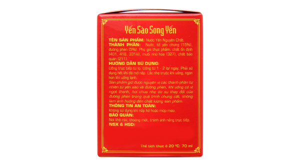 Nước Yến nguyên chất Song Yến hũ 70ml