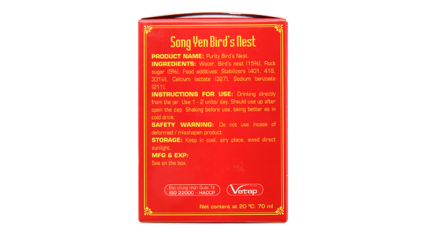 Nước Yến nguyên chất Song Yến hũ 70ml