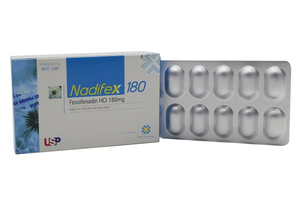 Nadifex 180 trị viêm mũi dị ứng, mày đay (1 vỉ x 10 viên)