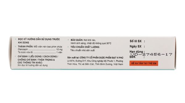 Zapnex-10 trị tâm thần phân liệt, rối loạn lưỡng cực (3 vỉ x 10 viên)