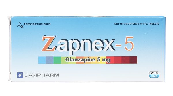 Zapnex-5 trị tâm thần phân liệt, rối loạn lưỡng cực (6 vỉ x 10 viên)