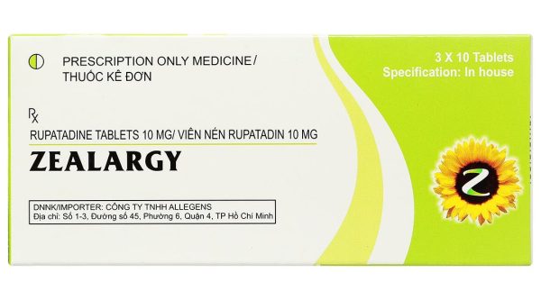 Zealargy 10mg điều trị triệu chứng viêm mũi dị ứng (3 vỉ x 10 viên)