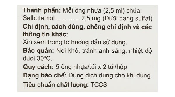 Dung dịch Zensalbu Nebules 2.5mg/2.5ml trị hen cấp, cơn co thắt phế quản (2 vỉ x 5 ống)