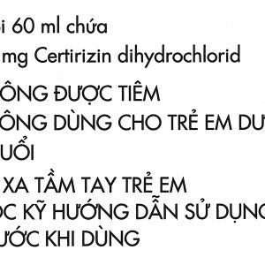 Dung dịch uống Zyrtec 0.1% giảm triệu chứng viêm mũi dị ứng, mề đay chai 60ml